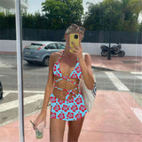 Three-piece Flower Printed Swimsuit