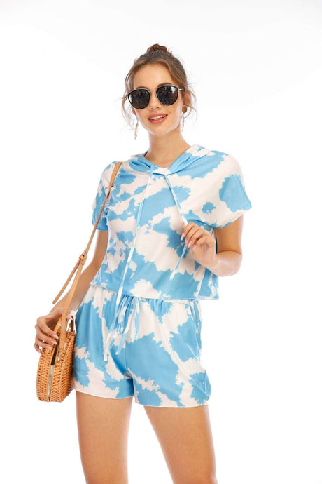 Tie-dye Athleisure Short-sleeved Suit