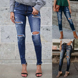 Tight Fitting Ripped Jeans Pant