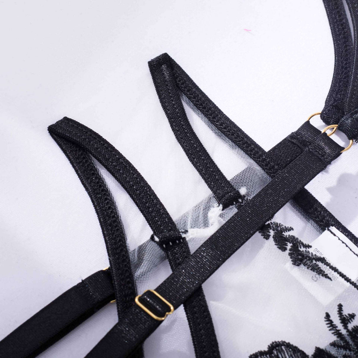 Underwear Perspective Embroidered Suspenders Set