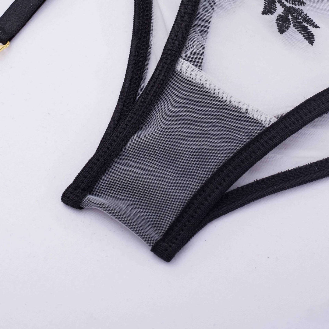 Underwear Perspective Embroidered Suspenders Set