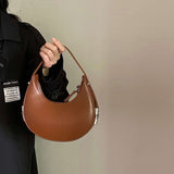 Versatile Crescent-Shaped Shoulder Handbag with Twist Lock