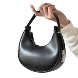 Versatile Crescent-Shaped Shoulder Handbag with Twist Lock