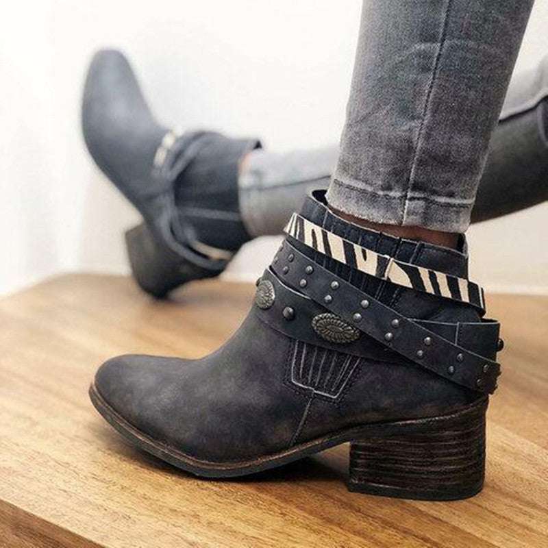 Vintage Leather Strapped Boots