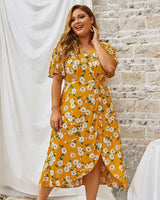 Vintage Plus Size Dress Women with Flower Print