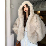 Warm Hooded Faux Fur Jacket for Casual, Relaxed Style