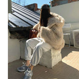 Warm Hooded Faux Fur Jacket for Casual, Relaxed Style