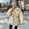 Winter Coat for Women with Lamb Wool Waist Drawstring