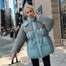 Winter Coat for Women with Lamb Wool Waist Drawstring