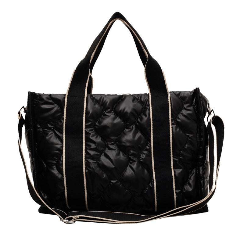 Winter Designer Rhombus Nylon Shoulder Tote Bag