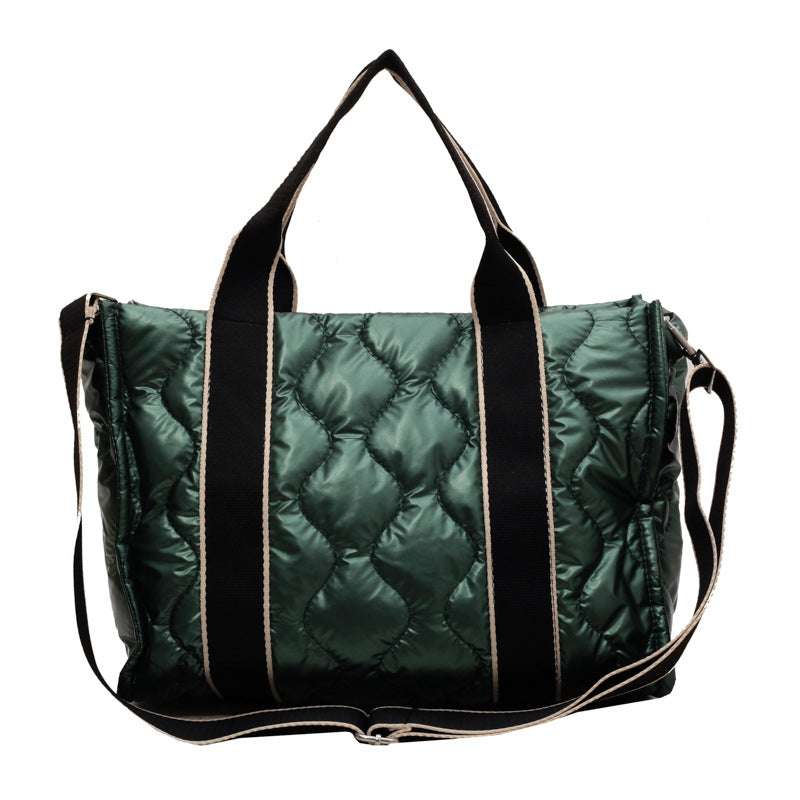 Winter Designer Rhombus Nylon Shoulder Tote Bag