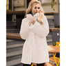 Winter Faux Fur Coat with Stand-up Collar Mid-length