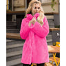 Winter Faux Fur Coat with Stand-up Collar Mid-length