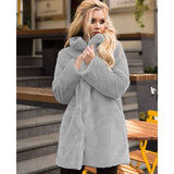 Winter Faux Fur Coat with Stand-up Collar Mid-length