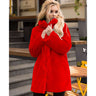 Winter Faux Fur Coat with Stand-up Collar Mid-length