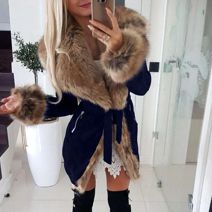Winter fur cotton-padded coat