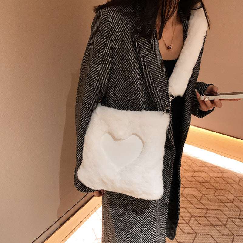 Winter Plush Tote Bag with Double Shoulder Straps