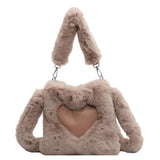 Winter Plush Tote Bag with Double Shoulder Straps