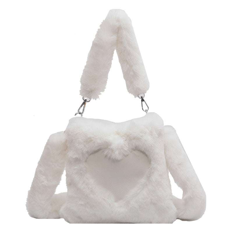 Winter Plush Tote Bag with Double Shoulder Straps