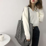 Winter Woolen Check Pattern Shoulder Bag