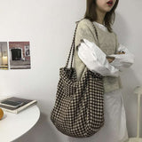 Winter Woolen Check Pattern Shoulder Bag