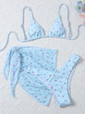 Women's Beach Style Printed Swimsuit Three Piece Set