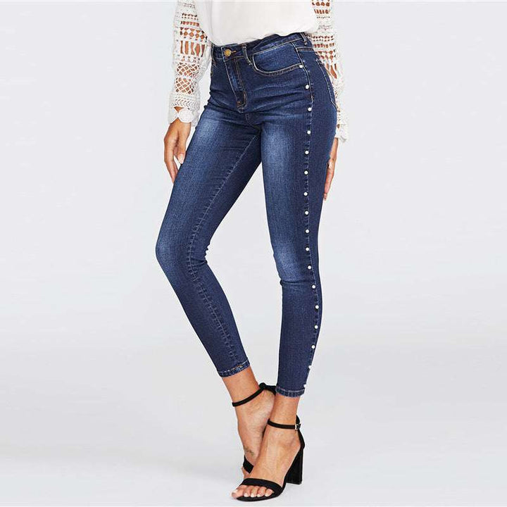 Women's beaded skinny jeans