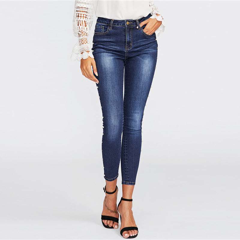 Women's beaded skinny jeans