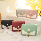 Women's Casual Small Square Crossbody Bag with Cat Lock Chain