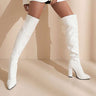 Women's Chunky Heel Suede High Heel Thigh Boots