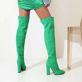 Women's Chunky Heel Suede High Heel Thigh Boots