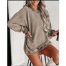 Trendy Brushed Hoody with Batwing Sleeves and Loose Crew Neck