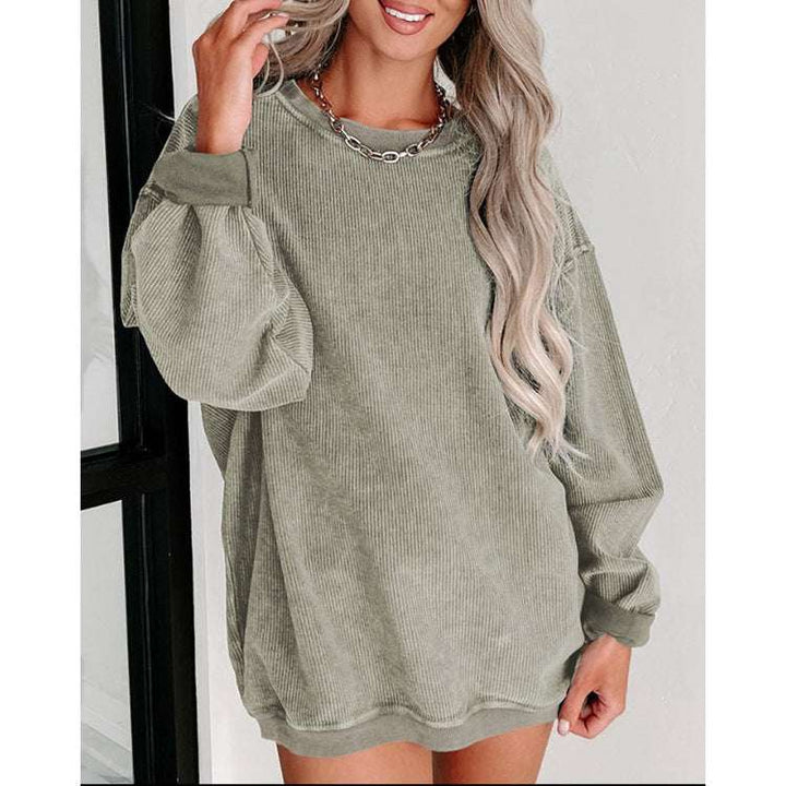 Women's Clothing Popular Brushed Hoody Women's Loose Crew Neck Top