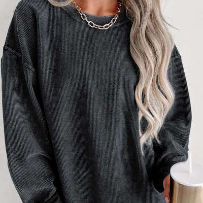 Trendy Brushed Hoody with Batwing Sleeves and Loose Crew Neck