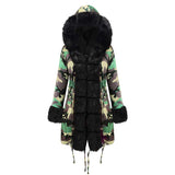 Women's Cotton Jacket With Hooded Coat And Fur Collar