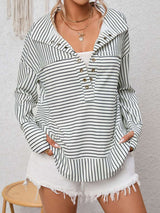 Women's Fashion Casual Striped Printed Long Sleeve Top