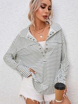 Women's Fashion Casual Striped Printed Long Sleeve Top