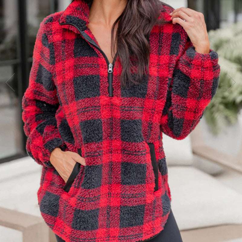 Cozy Plaid Chenille Pullover Sweater for Women