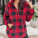 Cozy Plaid Chenille Pullover Sweater for Women