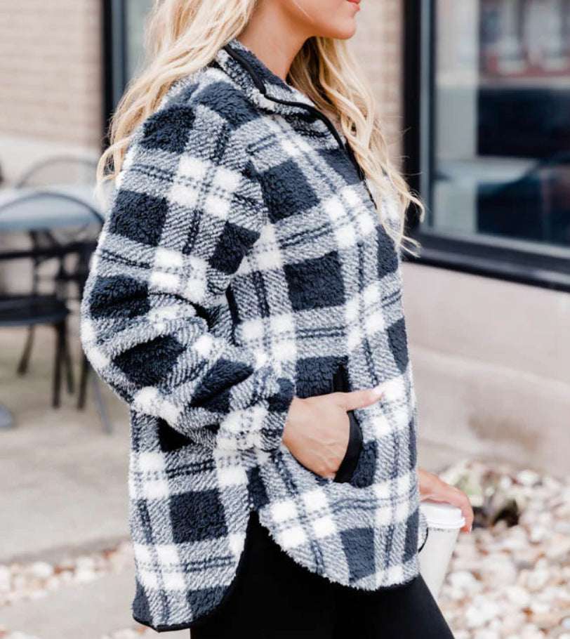 Cozy Plaid Chenille Pullover Sweater for Women