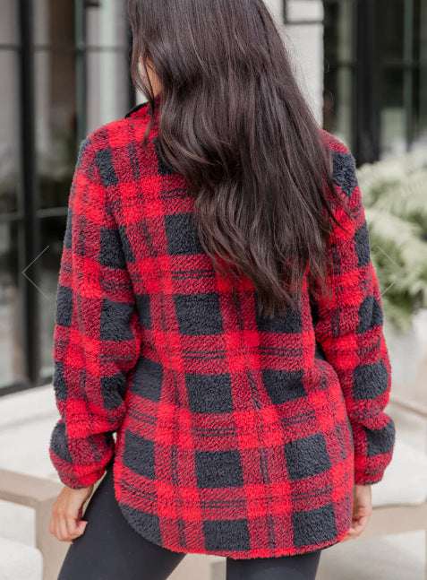 Cozy Plaid Chenille Pullover Sweater for Women