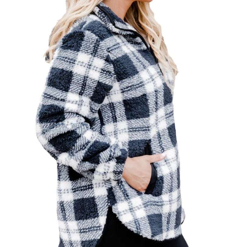 Cozy Plaid Chenille Pullover Sweater for Women