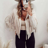 Women's Faux Suede Leather Fringe Jacket