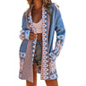 Women's Geometric Print Mid-Length Cardigan