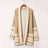 Women's Geometric Print Mid-Length Cardigan