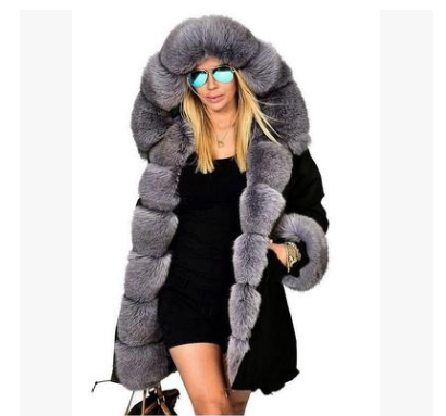 Women's fur hooded Coat 