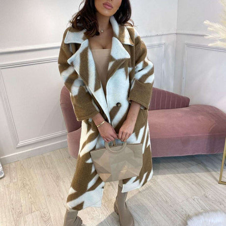 Women's Loose Fit Long Sleeve Coat with Turn-down Collar