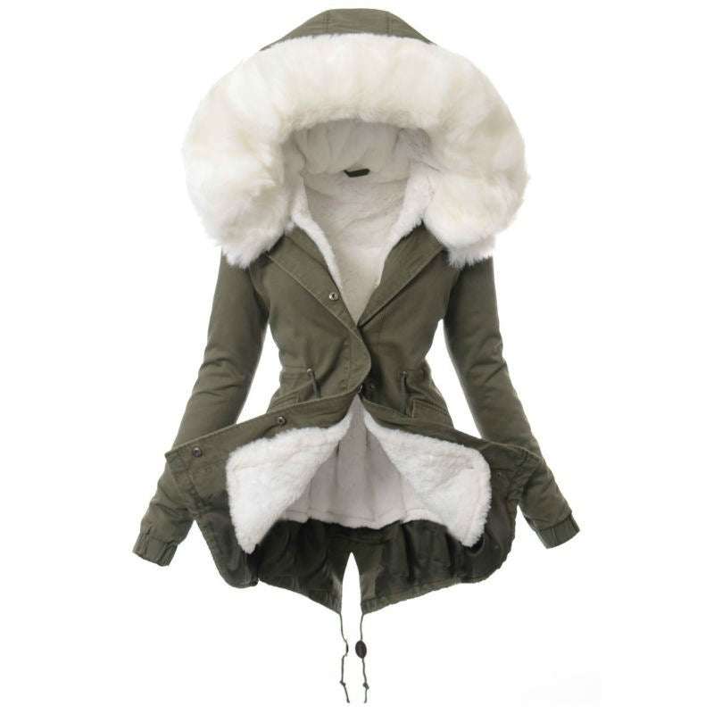 Womens Jacket with Large Fur Collar