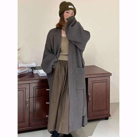 Women's Long Over-the-knee Belted Sweater Cardigan Coat