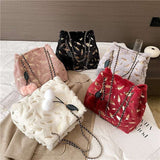 Women's Plush Chain Shoulder Messenger Bag for Casual Fashion